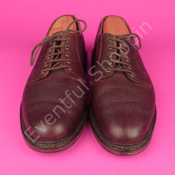 Allen Edmonds Gridiron Football Pebble Grain PTB Blucher Derby Shoes Brown 8 D - Picture 2 of 12